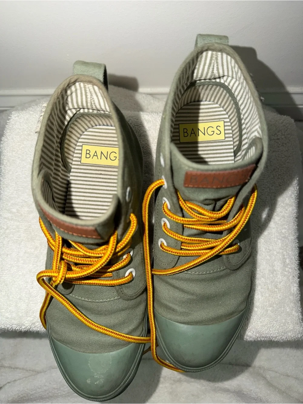 Olive High-Top Canvas Sneakers with Contrast Laces